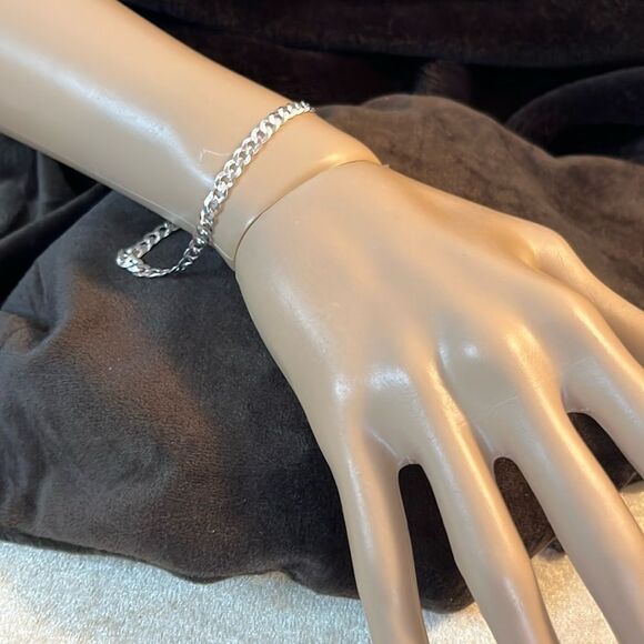 7.5 inch 5 mm 925 Italian sterling silver Cuban bracelet - Picture 1 of 11